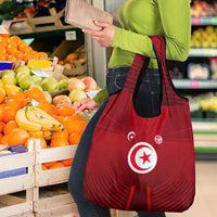 Tunisia National Flag Grocery Bag with Crescent Star Emblem and Red Sport Design