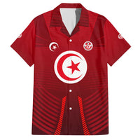 Tunisia National Flag Hawaiian Shirt with Crescent Star Emblem and Red Sport Design