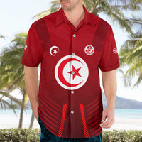 Tunisia National Flag Hawaiian Shirt with Crescent Star Emblem and Red Sport Design