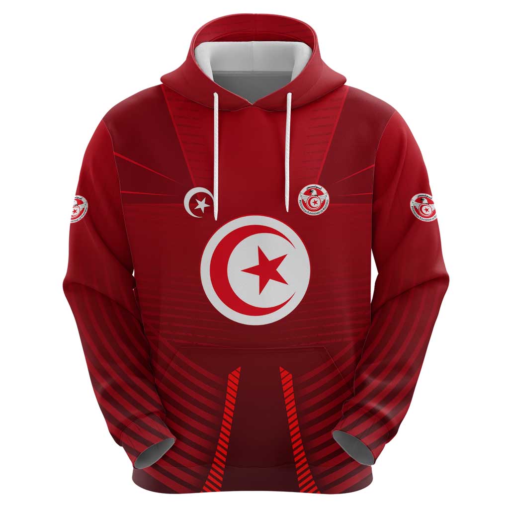 Tunisia National Flag Hoodie with Crescent Star Emblem and Red Sport Design