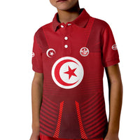 Tunisia National Flag Kid Polo Shirt with Crescent Star Emblem and Red Sport Design