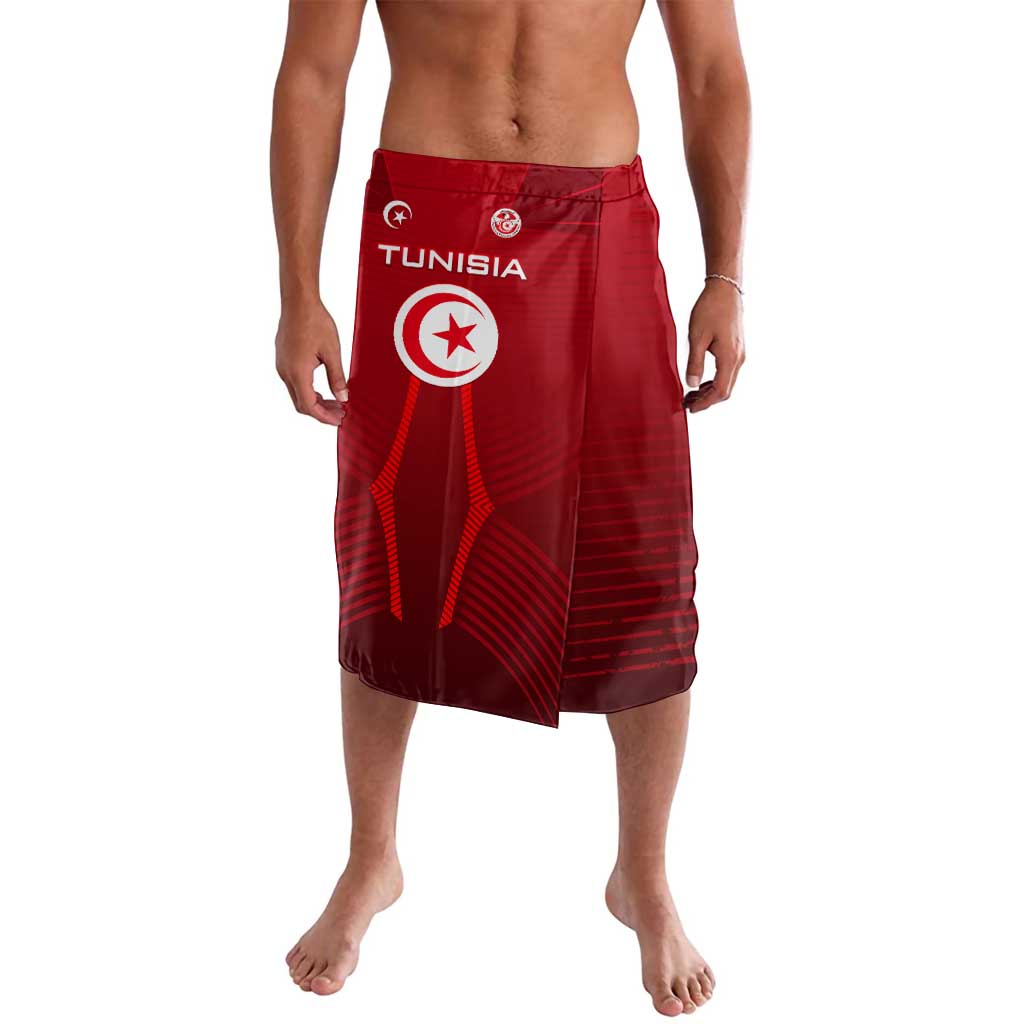Tunisia National Flag Lavalava with Crescent Star Emblem and Red Sport Design