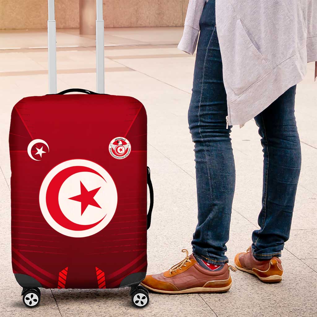 Tunisia National Flag Luggage Cover with Crescent Star Emblem and Red Sport Design