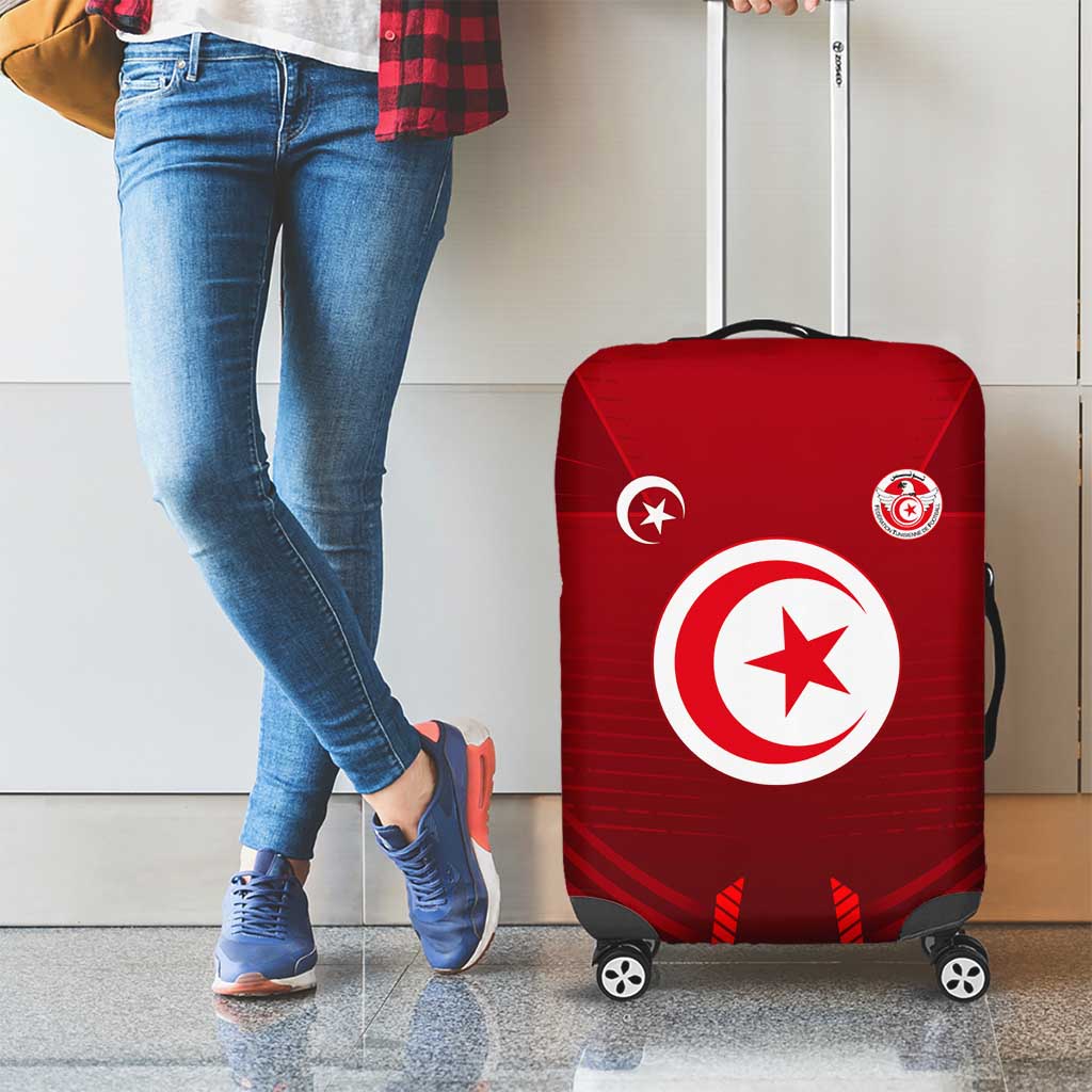 Tunisia National Flag Luggage Cover with Crescent Star Emblem and Red Sport Design