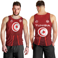 Tunisia National Flag Men Tank Top with Crescent Star Emblem and Red Sport Design