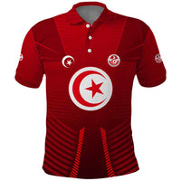 Tunisia National Flag Polo Shirt with Crescent Star Emblem and Red Sport Design