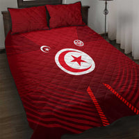 Tunisia National Flag Quilt Bed Set with Crescent Star Emblem and Red Sport Design