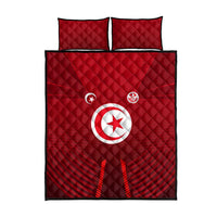 Tunisia National Flag Quilt Bed Set with Crescent Star Emblem and Red Sport Design