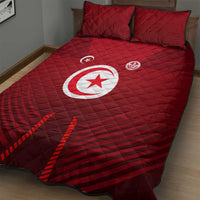Tunisia National Flag Quilt Bed Set with Crescent Star Emblem and Red Sport Design