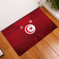 Tunisia National Flag Rubber Doormat with Crescent Star Emblem and Red Sport Design