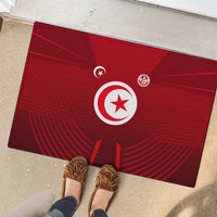 Tunisia National Flag Rubber Doormat with Crescent Star Emblem and Red Sport Design