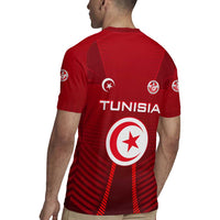 Tunisia National Flag Rugby Jersey with Crescent Star Emblem and Red Sport Design