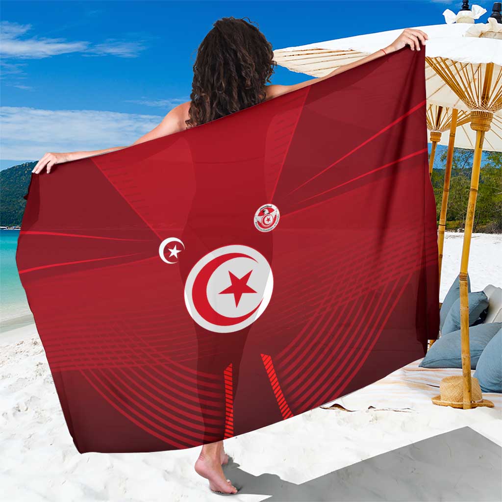 Tunisia National Flag Sarong with Crescent Star Emblem and Red Sport Design