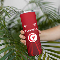Tunisia National Flag Skinny Tumbler with Crescent Star Emblem and Red Sport Design