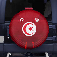 Tunisia National Flag Spare Tire Cover with Crescent Star Emblem and Red Sport Design