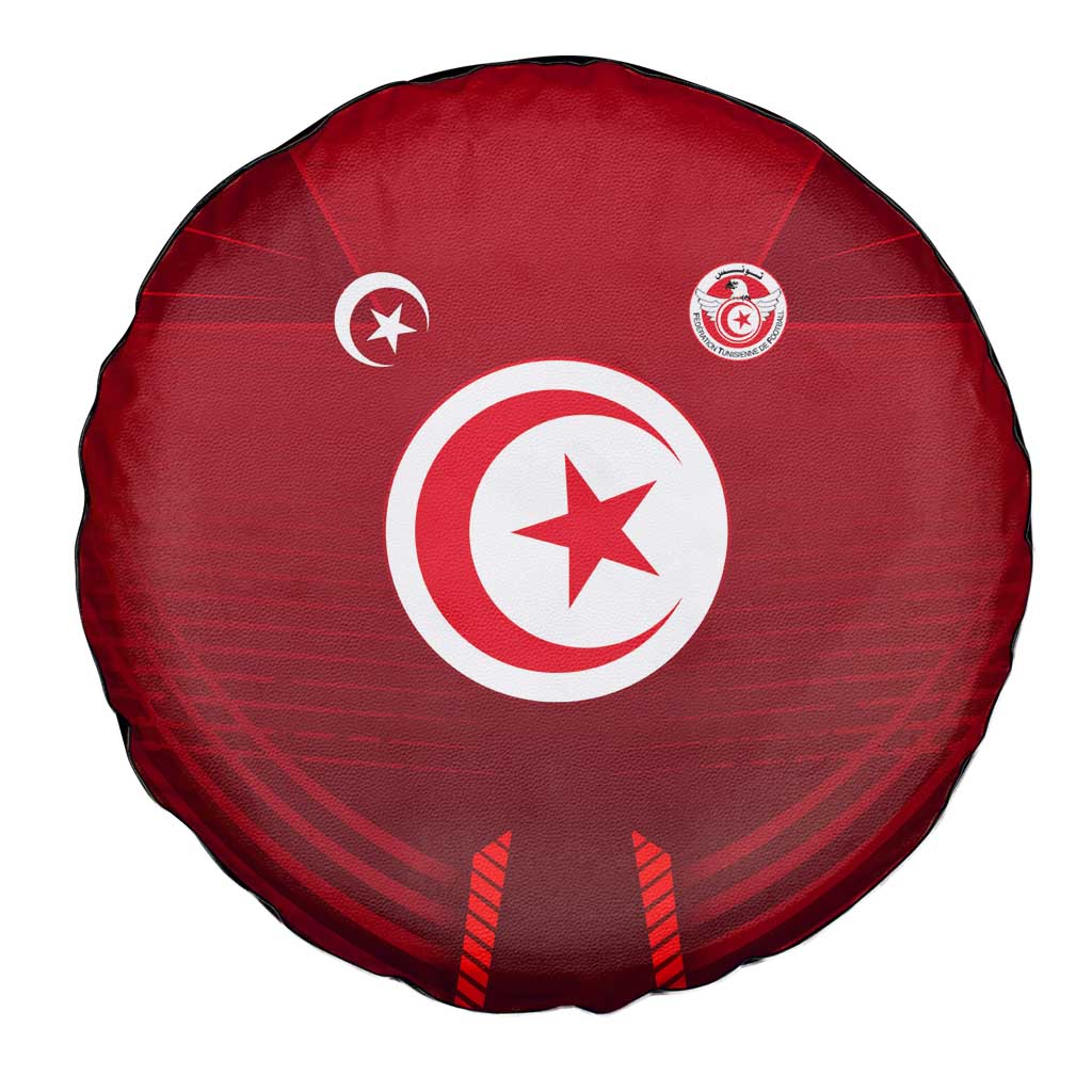 Tunisia National Flag Spare Tire Cover with Crescent Star Emblem and Red Sport Design