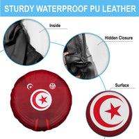 Tunisia National Flag Spare Tire Cover with Crescent Star Emblem and Red Sport Design