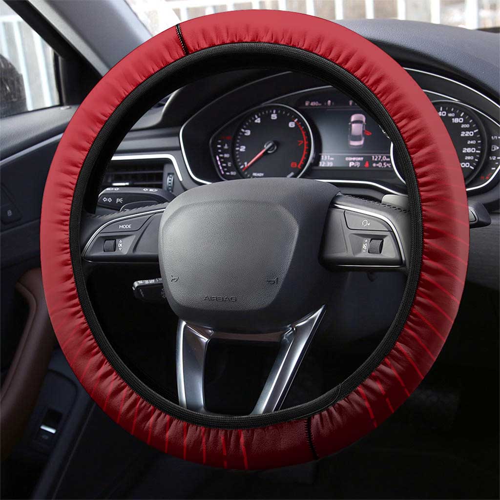 Tunisia National Flag Steering Wheel Cover with Crescent Star Emblem and Red Sport Design