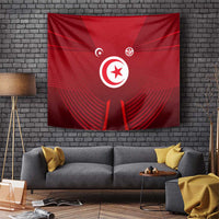 Tunisia National Flag Tapestry with Crescent Star Emblem and Red Sport Design