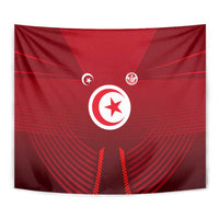 Tunisia National Flag Tapestry with Crescent Star Emblem and Red Sport Design