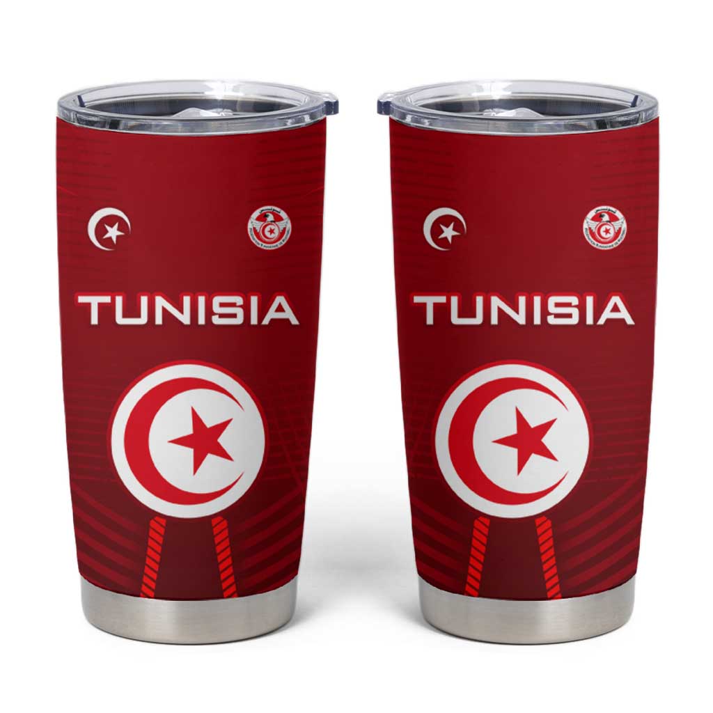Tunisia National Flag Tumbler Cup with Crescent Star Emblem and Red Sport Design