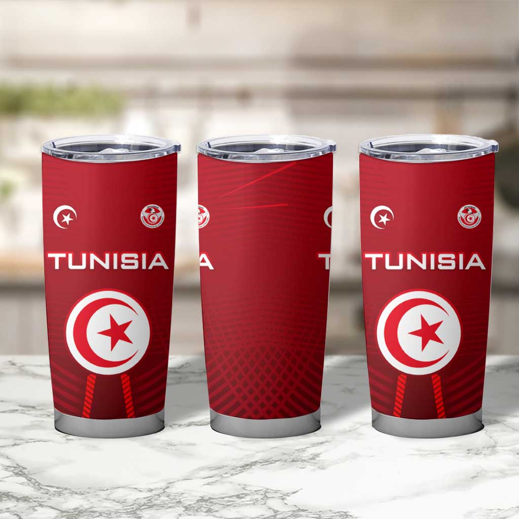 Tunisia National Flag Tumbler Cup with Crescent Star Emblem and Red Sport Design