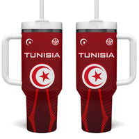Tunisia National Flag Tumbler With Handle with Crescent Star Emblem and Red Sport Design