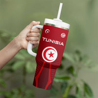 Tunisia National Flag Tumbler With Handle with Crescent Star Emblem and Red Sport Design