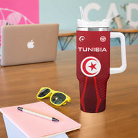 Tunisia National Flag Tumbler With Handle with Crescent Star Emblem and Red Sport Design