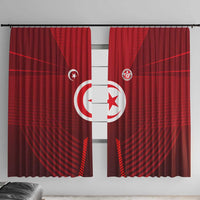 Tunisia National Flag Window Curtain with Crescent Star Emblem and Red Sport Design