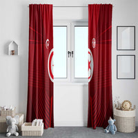 Tunisia National Flag Window Curtain with Crescent Star Emblem and Red Sport Design