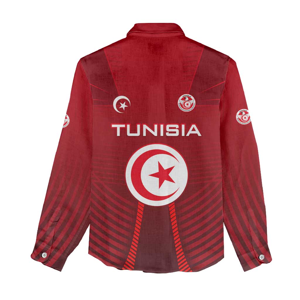 Tunisia National Flag Women Casual Shirt with Crescent Star Emblem and Red Sport Design