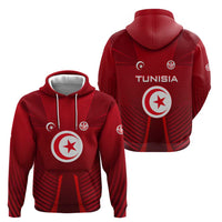 Tunisia National Flag Zip Hoodie with Crescent Star Emblem and Red Sport Design