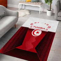Tunisia Patriotic Area Rug with National Crest, Crescent Star and Country Map