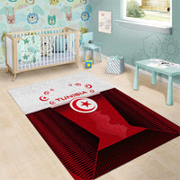 Tunisia Patriotic Area Rug with National Crest, Crescent Star and Country Map