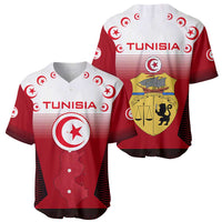Tunisia Patriotic Baseball Jersey with National Crest, Crescent Star and Country Map