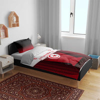 Tunisia Patriotic Bedding Set with National Crest, Crescent Star and Country Map