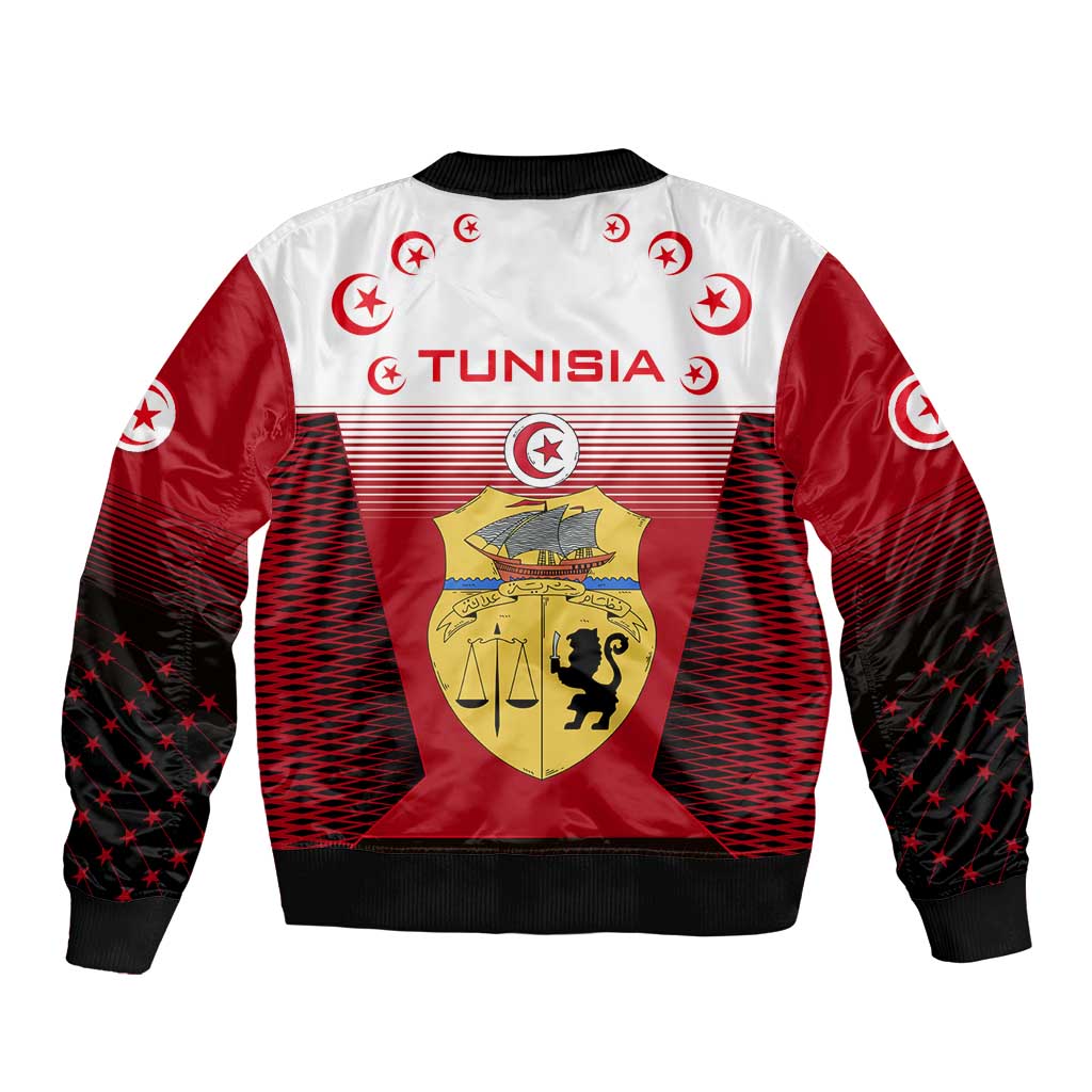 Tunisia Patriotic Bomber Jacket with National Crest, Crescent Star and Country Map