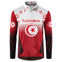 Tunisia Patriotic Button Sweatshirt with National Crest, Crescent Star and Country Map