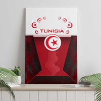Tunisia Patriotic Canvas Wall Art with National Crest, Crescent Star and Country Map