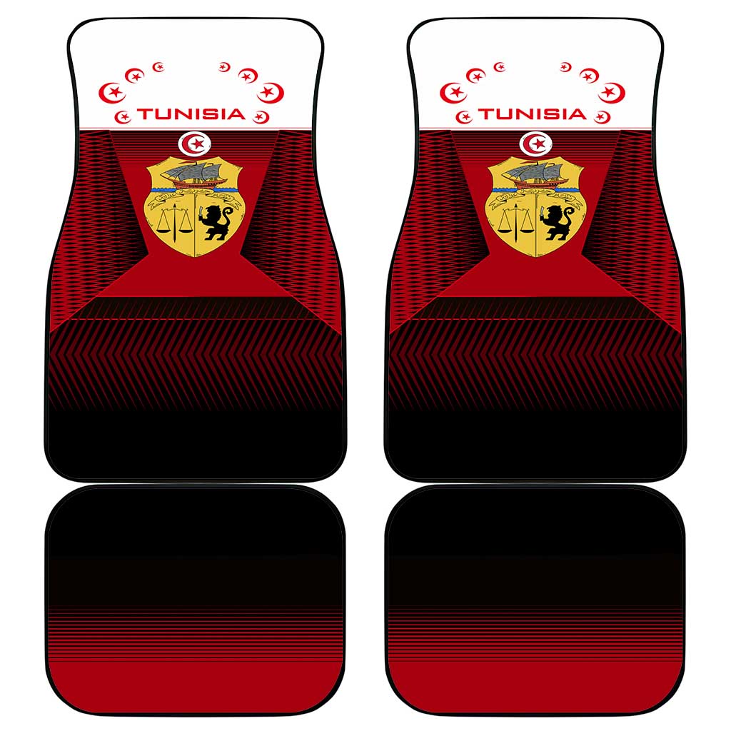 Tunisia Patriotic Car Mats with National Crest, Crescent Star and Country Map