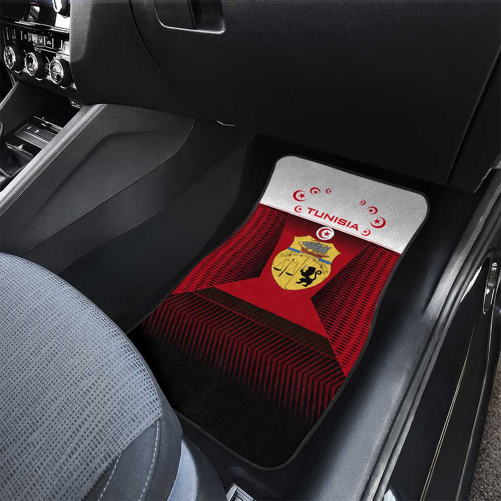 Tunisia Patriotic Car Mats with National Crest, Crescent Star and Country Map