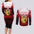 Tunisia Patriotic Couples Matching Long Sleeve Bodycon Dress and Long Sleeve Button Shirt with National Crest, Crescent Star and Country Map