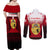 Tunisia Patriotic Couples Matching Off Shoulder Maxi Dress and Long Sleeve Button Shirt with National Crest, Crescent Star and Country Map