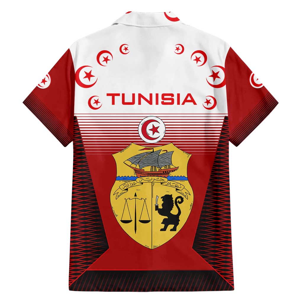 Tunisia Patriotic Family Matching Long Sleeve Bodycon Dress and Hawaiian Shirt with National Crest, Crescent Star and Country Map