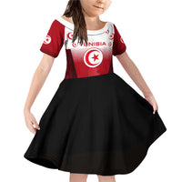 Tunisia Patriotic Family Matching Off Shoulder Short Dress and Hawaiian Shirt with National Crest, Crescent Star and Country Map