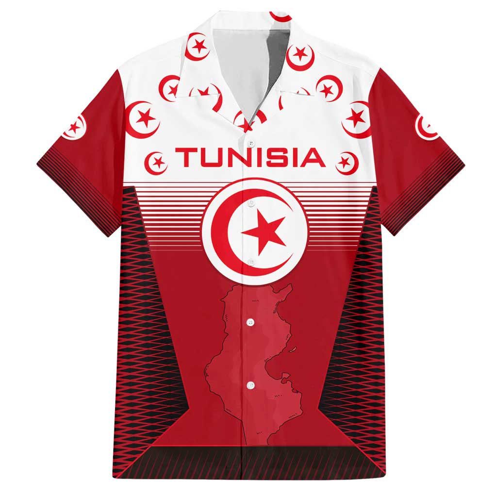 Tunisia Patriotic Family Matching Short Sleeve Bodycon Dress and Hawaiian Shirt with National Crest, Crescent Star and Country Map