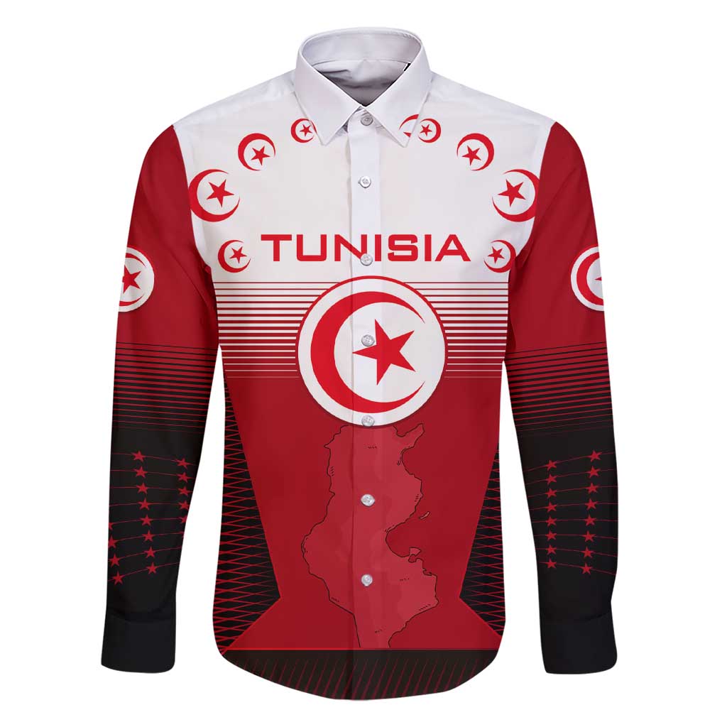 Tunisia Patriotic Family Matching Short Sleeve Bodycon Dress and Hawaiian Shirt with National Crest, Crescent Star and Country Map