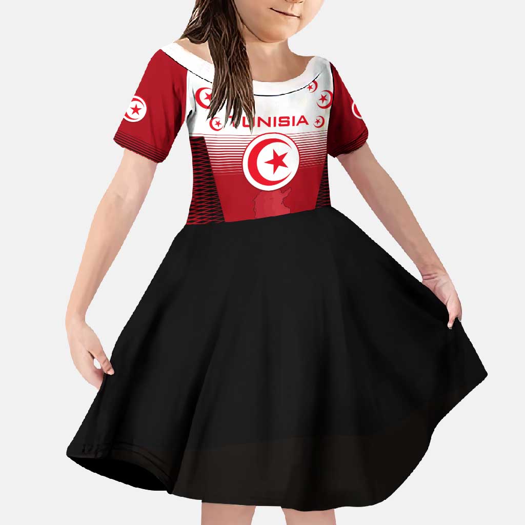 Tunisia Patriotic Family Matching Summer Maxi Dress and Hawaiian Shirt with National Crest, Crescent Star and Country Map