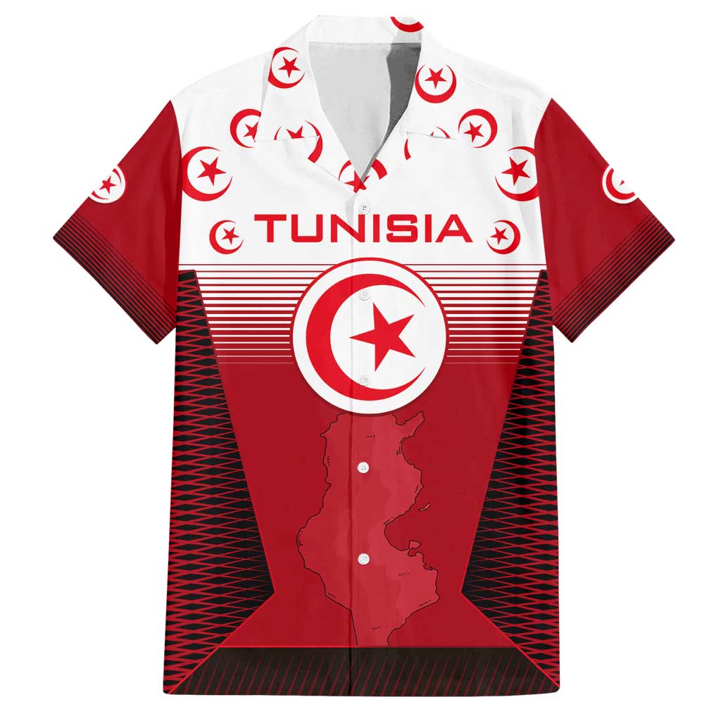 Tunisia Patriotic Family Matching Summer Maxi Dress and Hawaiian Shirt with National Crest, Crescent Star and Country Map
